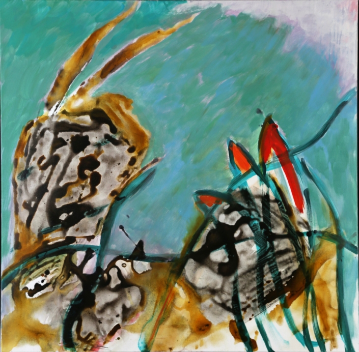 flirt passage, 100×100, Mischtechnik, 2018