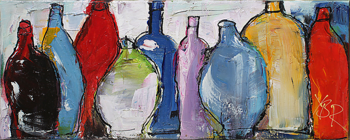 Flaschen III, Mischtechnik, 20×50, 2014