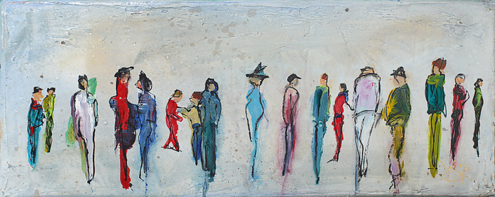 VERKAUFT – Menschen I, Mischtechnik, 40×80, 2014