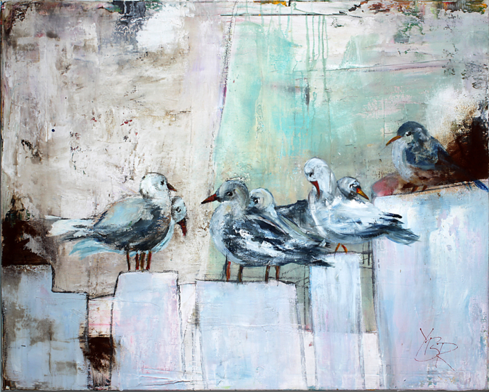 Möwen, Mischtechnik, 80×100, 2014