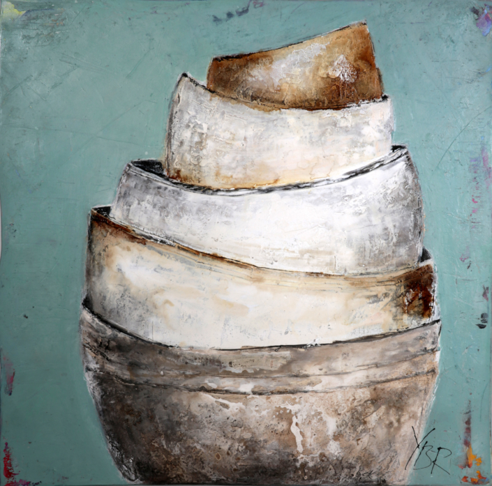 VERKAUFT – Royal Clay, Acryl/Mischtechnik, 100×100, 2015