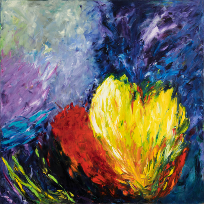 blossom love I, Öl, 145×145, 2023